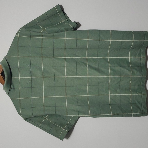 Van Heusen Shirt Mens Size Large L Green Stripes Checkered Design Polo Shirt - Picture 5 of 6